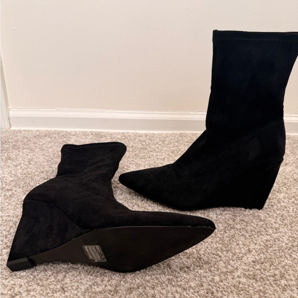 Black Wedge Heeled Women's Boots